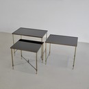 Set of 3 Metal Side Tables, France 1960s